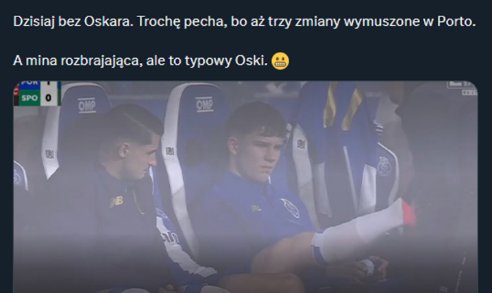 MINA Oskara Pietuszewskiego na ławce Porto...