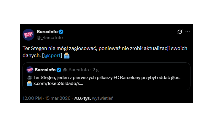 DLATEGO Ter Stegen nie mógł zagłosować na prezydenta Barcelony xD