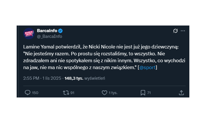 Lamine Yamal już nie jest z Nicki Nicole! Kibice Barcy świętują... :D