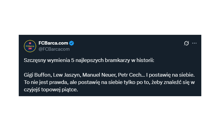 Szczęsny wymienia TOP 5 bramkarzy w historii! Zaskoczył... xD