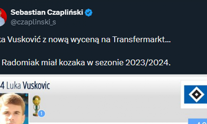 NOWA WYCENA Luki Vuskovicia, który jeszcze w 2024 roku grał w Radomiaku Radom!