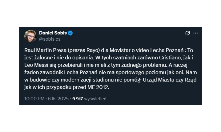 OSTRE słowa Prezesa Rayo o zachowaniu Lecha Poznań... 😮