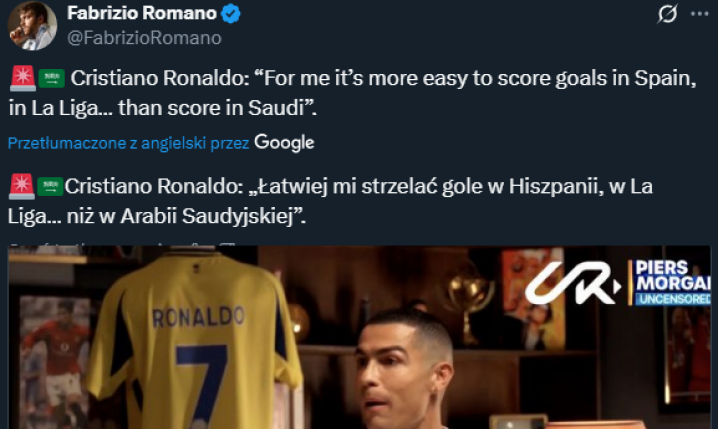 ODKLEJONE słowa Ronaldo o poziomie LaLigi i Premier League...