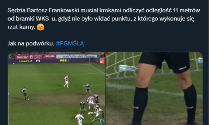 HIT! Sędzia Frankowski musiał odliczać krokami miejsce do wykonania rzutu karnego XD