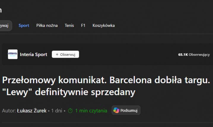 Tytuł artykułu nt. ''przełomowego komunikatu'' ws. Lewandowskiego XD