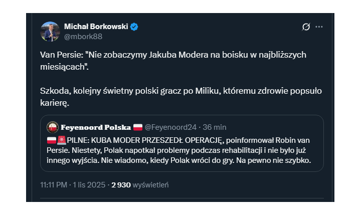 KOSZMAR Jakuba Modera. Polaka znowu czeka spora przerwa...