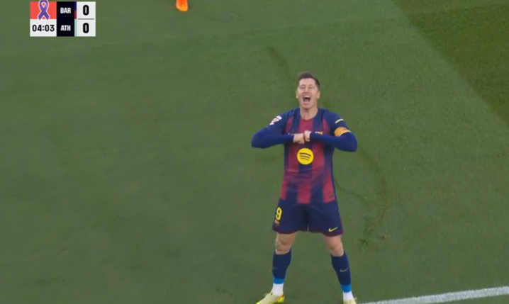 Lewandowski strzela pierwszego gola na Spotify Camp Nou! 1-0 [VIDEO]