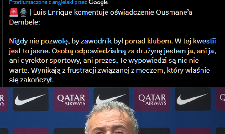 Luis Enrique reaguje na słowa Dembele po przegranym meczu!