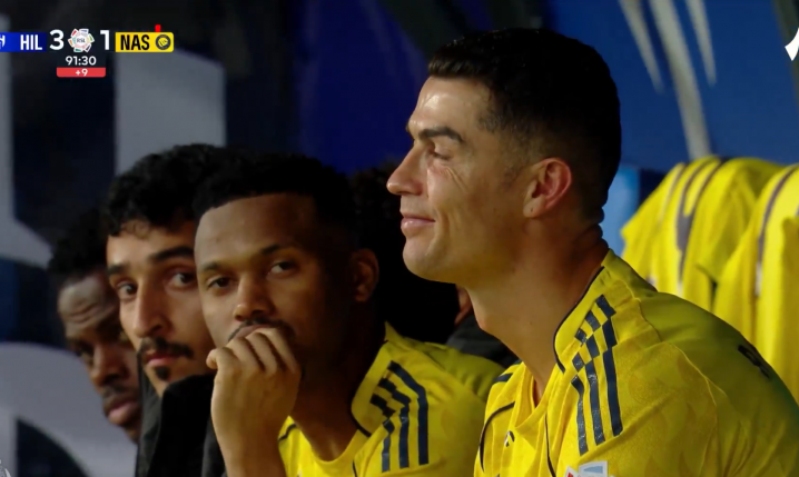 REAKCJA Ronaldo na trzecią bramkę Al-Hilal... :D [VIDEO]