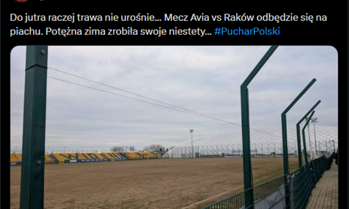 Na takim boisku zostanie rozegrany mecz Rakowa w Pucharze Polski...