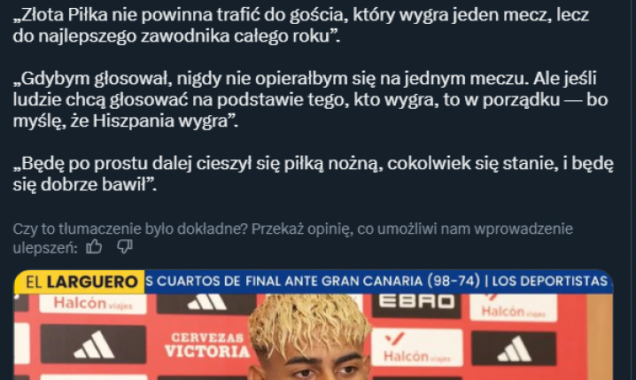 Yamal o rywalizacji z Dembele o Złotą Piłkę i najbliższym meczu z Francją!