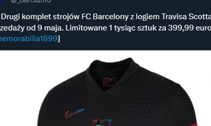 Tak wyglądają drugie koszulki Barcelony z logiem Travisa Scotta!