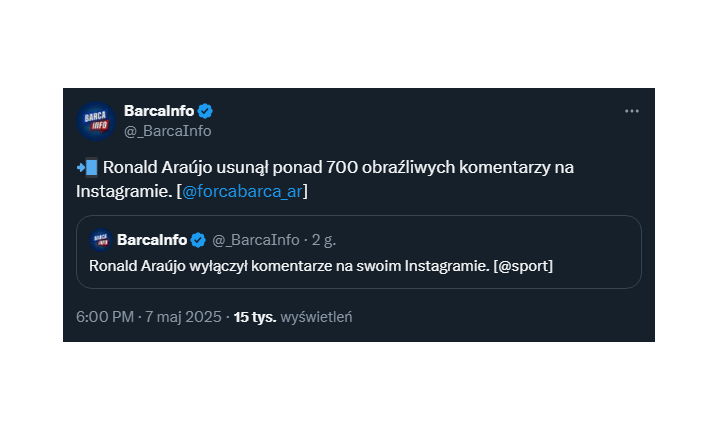 TYLE KOMENTARZY usunął Ronald Araujo na swoim Instagramie!
