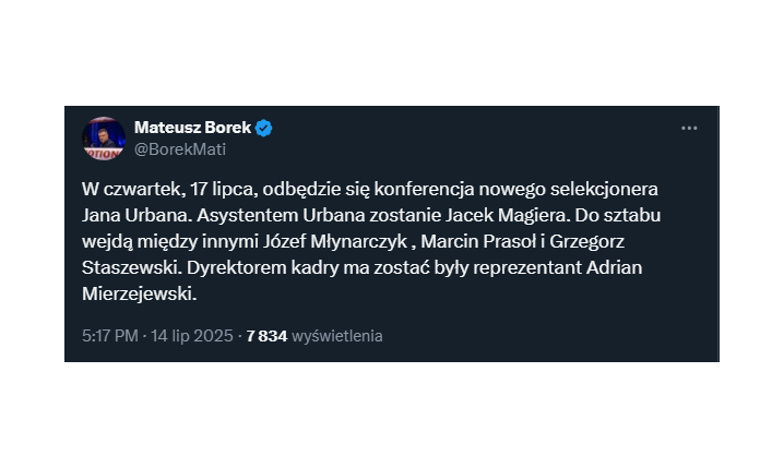 Mateusz Borek UJAWNIA DATĘ prezentacji nowego Selekcjonera!