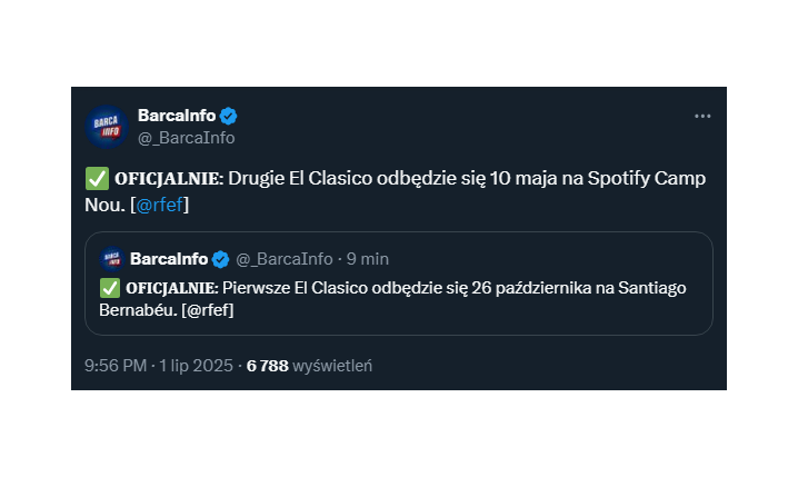 Znamy daty El Clasico w sezonie 2025/26 LaLiga!