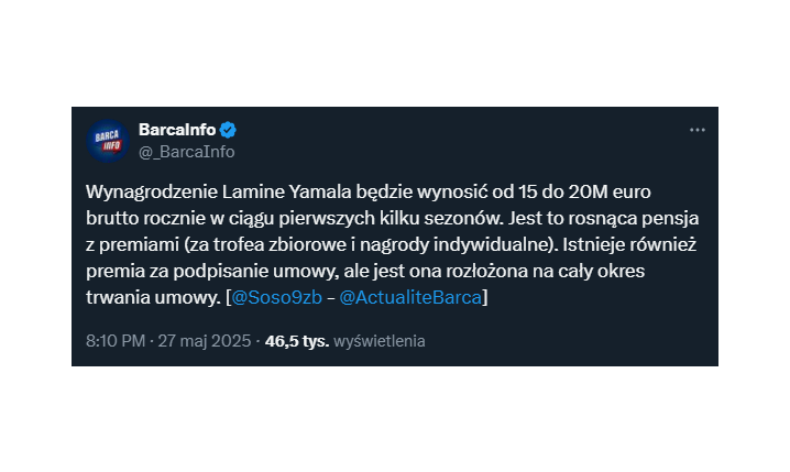 TYLE ma zarabiać Yamal po podpisaniu nowej umowy!