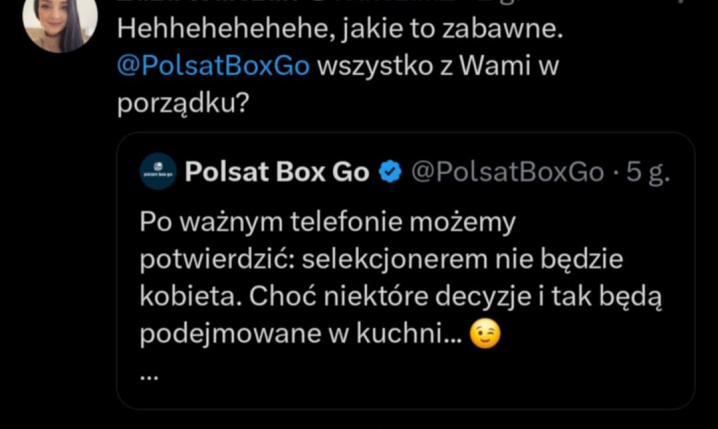 ''ŻART'' nt. nowego selekcjonera na profilu Polsatu Box Go...