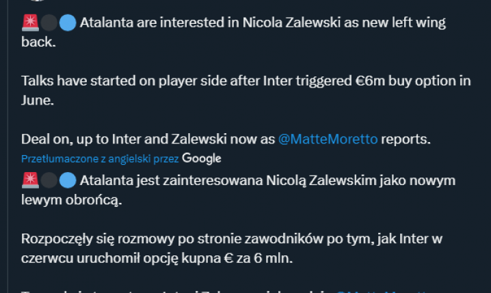 Nicola Zalewski może zmienić klub! TRWAJĄ ROZMOWY!