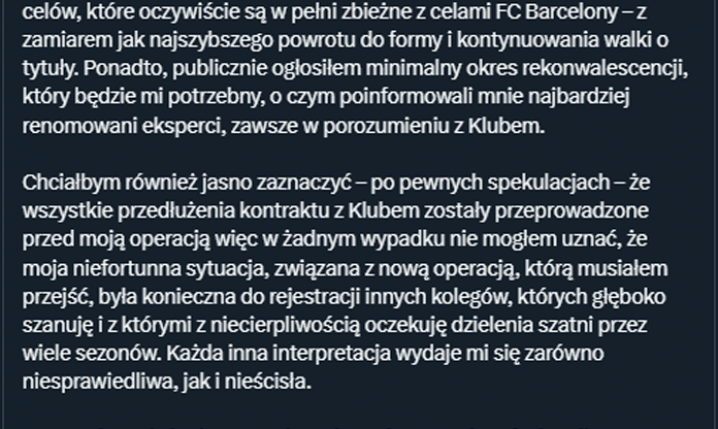 Oficjalny KOMUNIKAT Ter Stegena!