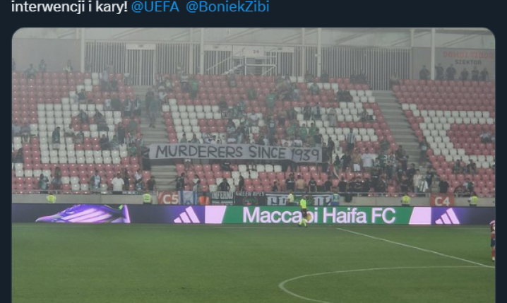 Skandaliczny transparent kibiców Maccabi Haifa....
