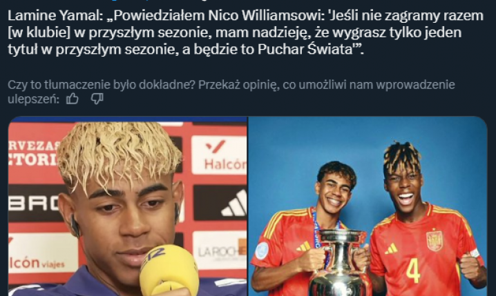 Yamal o tym, co powiedział Nico Williamsowi nt. wspólnej gry w klubie... :D