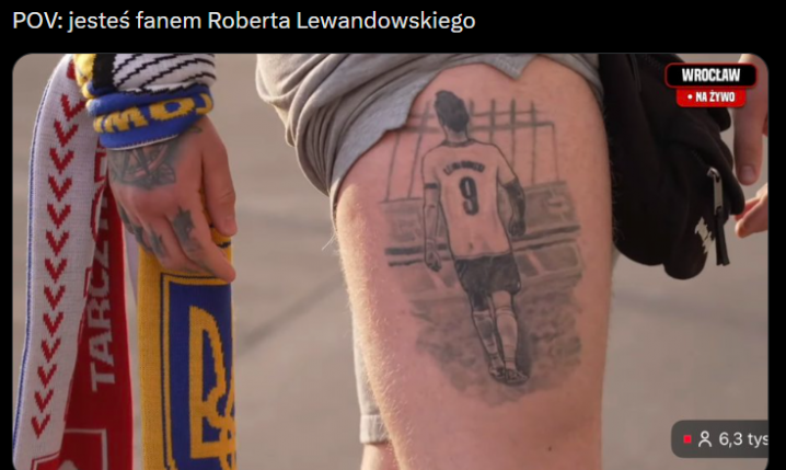 TATUAŻ kibica reprezentacji Polski z wizerunkiem ROBERTA LEWANDOWSKIEGO!
