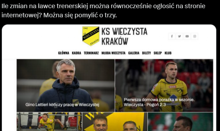 STRONA GŁÓWNA Wieczystej po wczorajszym zwolnieniu Lettieriego xD