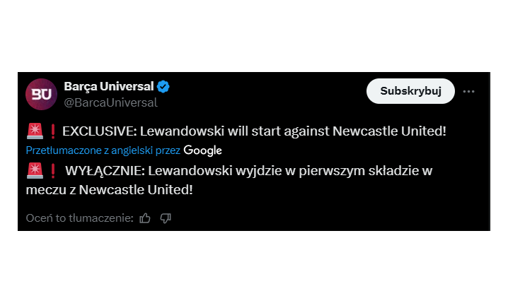 Wiadomo OD KIEDY Lewy ma zacząć mecz z Newcastle w LM!