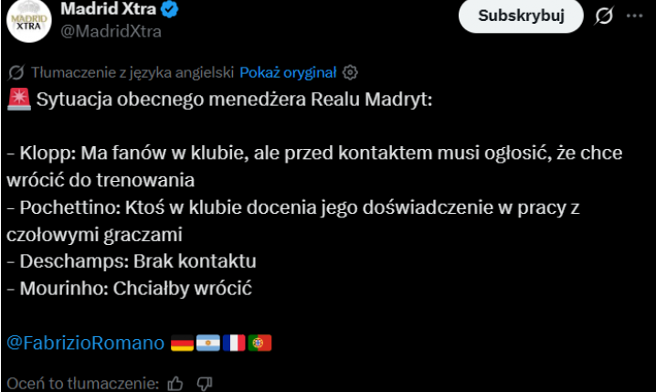 CZTERECH KANDYDATÓW na nowego trenera Realu Madryt i ich aktualna sytuacja [FABRIZIO ROMANO]