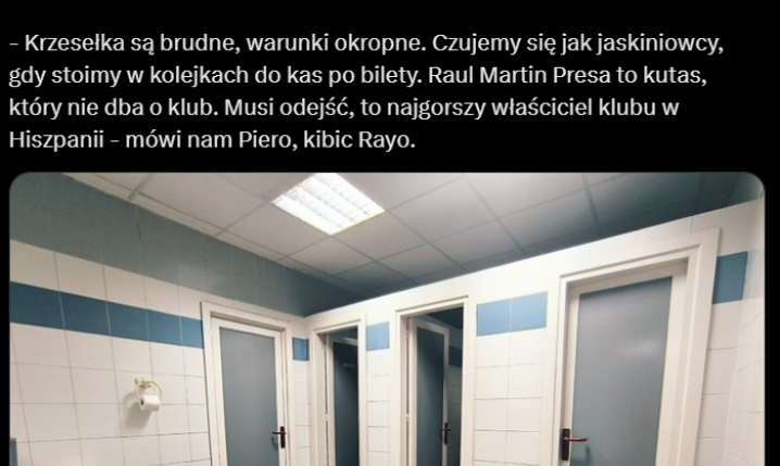 HIT! Tak wyglądają TOALETY na stadionie Rayo xD