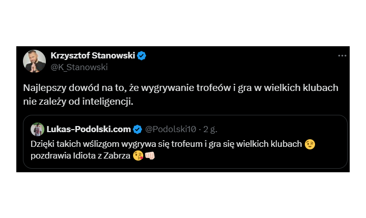 KOMENTARZ Krzysztofa Stanowskiego na tweeta Podolskiego!