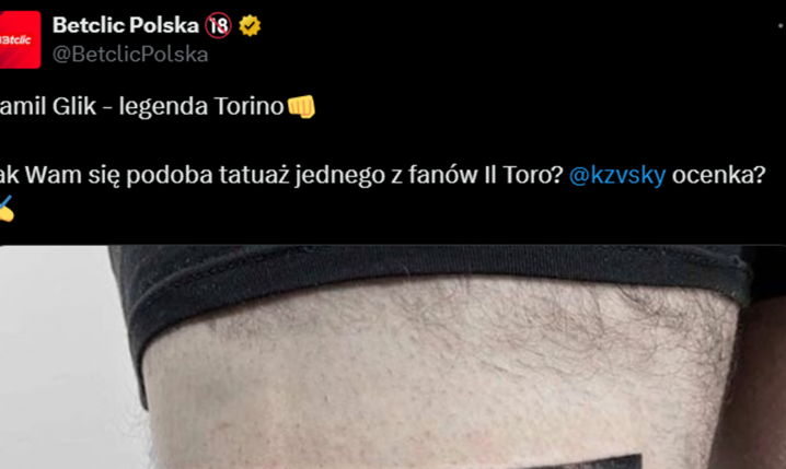 Taki TATUAŻ z Kamilem Glikiem zrobił sobie kibic Torino!
