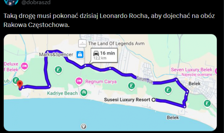 HIT! Leonardo Rocha musi JECHAĆ z obozu Zagłębia na obóz Rakowa, a... OTO TRASA XD