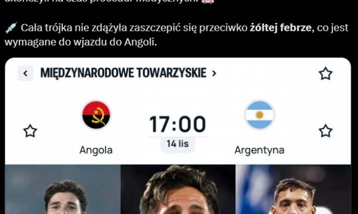 HIT! Trzech reprezentantów Argentyny NIE ZAGRA z Angolą z powodu braku...
