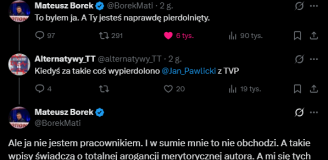 MOCNA ODPOWIEDŹ Mateusza Borka do użytkownika Xa nt. jego komentarza