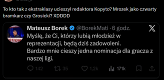 TWEET Mateusza Borka przed powołaniami... xD