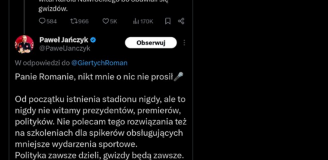 Spiker na PGE Narodowym WYJAŚNIA Romana Giertycha