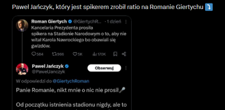 Spiker na PGE Narodowym WYJAŚNIA Romana Giertycha