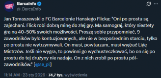 Jan Tomaszewski OSTRO o Barcelonie Hansiego Flicka...