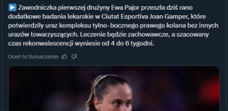 KOMUNIKAT Barcelony ws. urazu Ewy Pajor!
