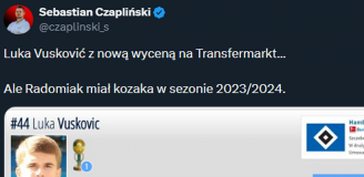 NOWA WYCENA Luki Vuskovicia, który jeszcze w 2024 roku grał w Radomiaku Radom!
