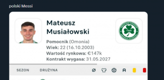 Fatalne liczby Mateusza Musiałowskiego w Omonii...