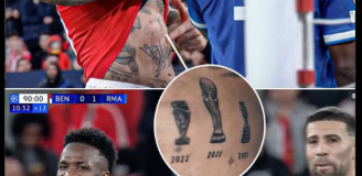 TE TATUAŻE Otamendi pokazywał Viniciusowi