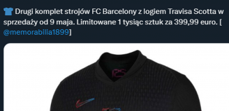 Tak wyglądają drugie koszulki Barcelony z logiem Travisa Scotta!