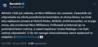 Nico Williams NIE ODPOWIADA Athleticowi Bilbao! Klub już wie...
