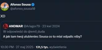 Afonso Sousa po roku odpowiedział na Tweeta kibica... xD