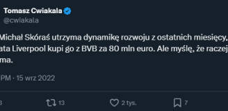 TWEET Tomasza Ćwiąkały z 2022 roku nt. Michała Skórasia... :D