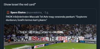 TRANSPARENT kibiców PAOKu w meczu z izraelskim Maccabi...