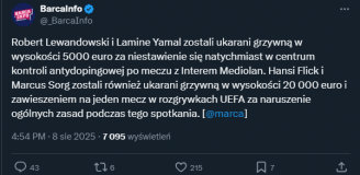 ZA TO Lewandowski i Yamal zostali ukarani grzywną!