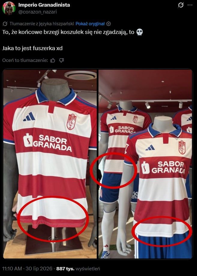 HIT! Takie koszulki wypuścił Adidas ekipie Granady xD